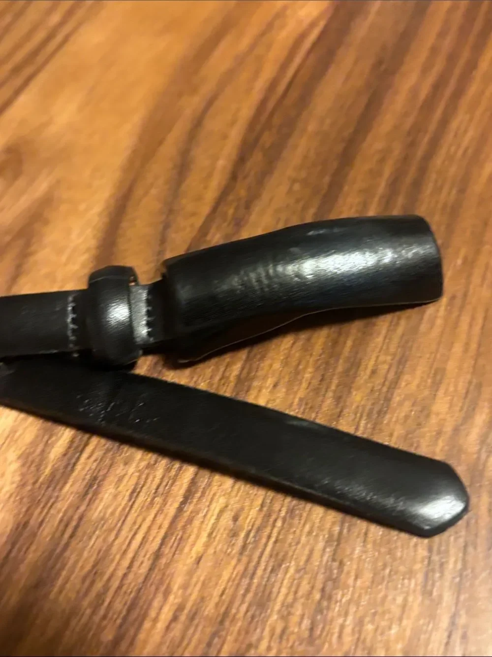 Vintage Lands' End Womens Black Leather Belt - 32